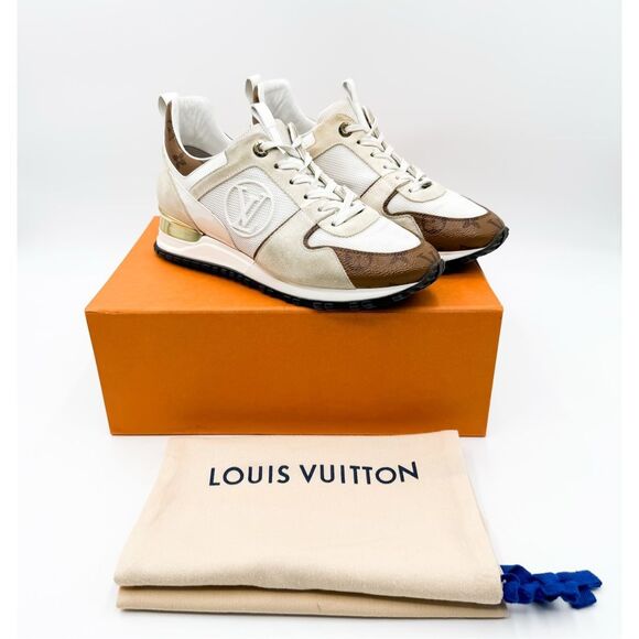 Louis Vuitton Runaway Sneaker Monogram Tan White Tennis Shoes Size 38, 8 - Picture 1 of 15